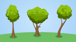Three stylized green trees stand on a grassy curve against a blue Medbridge background.