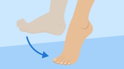 Medbridge graphic of a downward-pointing foot with an arrow suggesting forward movement.