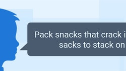 Silhouette of a person with a speech bubble saying, "Pack snacks that crack in sacks for racks," below the medbridge logo.