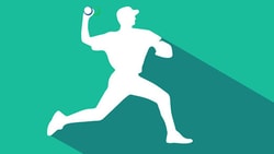 Silhouette of a baseball player pitching on a green background for medbridge.