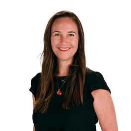 Smiling woman with long brown hair and black shirt, Medbridge.