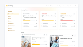 Medbridge dashboard showing progress and due dates for healthcare compliance courses.