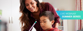 Child doing homework with a woman during a medbridge summer webinar on healthcare education and hybrid care solutions.
