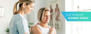 A healthcare professional uses hybrid care techniques during a consultation in the live webinar summer series by medbridge.