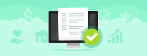 A computer monitor shows a checklist with a green checkmark and Medbridge-related icons in the background.