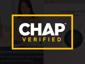 CHAP Verified text on a blurred background of Medbridge healthcare professionals and charts.