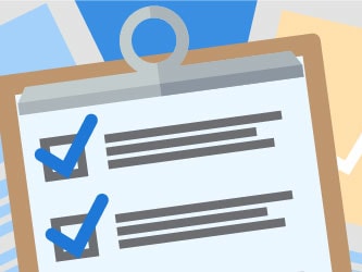 Medbridge illustration of a clipboard with checkmarks and a rising arrow graph.