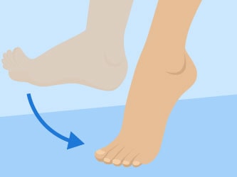 Medbridge graphic of a downward-pointing foot with an arrow suggesting forward movement.