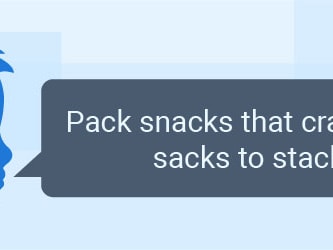 Silhouette of a person with a speech bubble saying, "Pack snacks that crack in sacks for racks," below the medbridge logo.