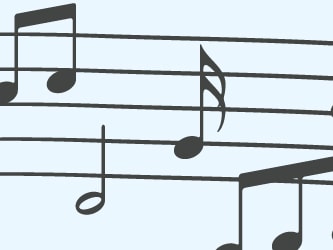 A musical staff with a treble clef and notes on five lines for medbridge.