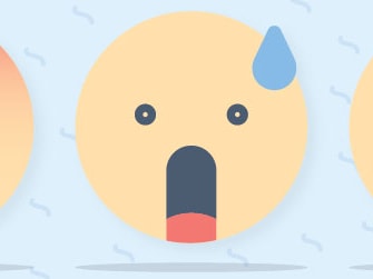 Three emojis: angry with gritted teeth, surprised with sweat drop, and blushing with closed eyes.