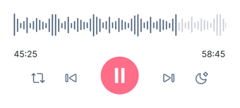Medbridge audio player interface showing a sound wave, 45:25/58:45, and red pause button.