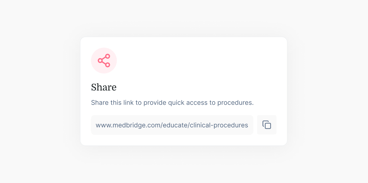 A Medbridge share prompt displays a quick-access procedures link.