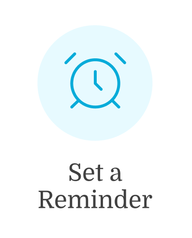 A clock icon showing 10:00 above "Set a Reminder" on white background for medbridge.
