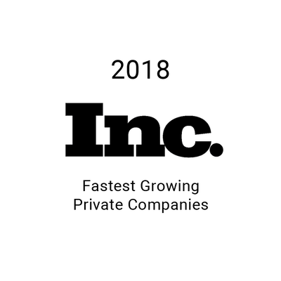 Black and white Inc. 5000 logo from 2018 recognizing medbridge's growth in digital healthcare.