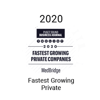 2020 Inc. 5000 badge for medbridge, recognizing innovation in patient care software.