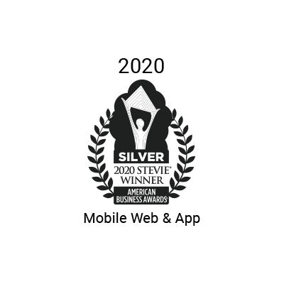 Silver 2020 Stevie Award emblem for the American Business Awards, celebrating medbridge’s digital healthcare and patient care software.