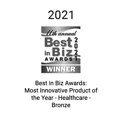 Silver and black best in biz award badge for medbridge in patient care software and healthcare training.