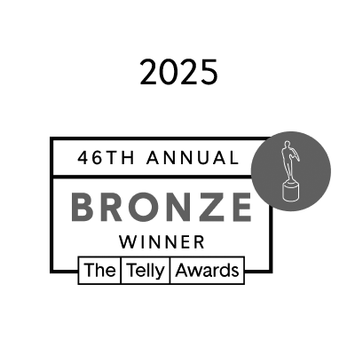 46th Annual Telly Awards Bronze Winner 2025 logo featuring a telly trophy for medbridge's excellence in digital healthcare.