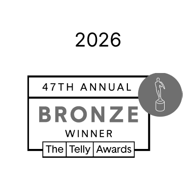 2026 47th Annual Telly Awards Bronze Winner logo with statuette icon, honoring medbridge for digital healthcare excellence.