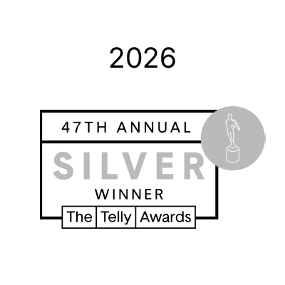 2026 Telly Awards Silver Winner logo with trophy icon for excellence in patient care software and healthcare training by medbridge.