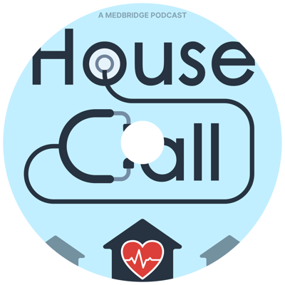 Logo for medbridge's "House Call" with a stethoscope as the "C" and a heart inside a house.