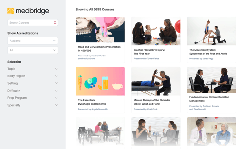 The Medbridge course catalog