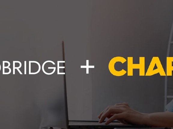 Logos of Medbridge and CHAP beside a medical professional using a computer.