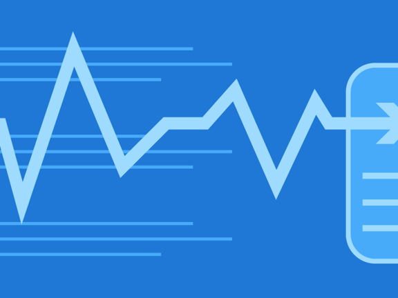 Illustration of a heartbeat line leading to a clipboard with "Dx," checkmarks on the left, for medbridge.