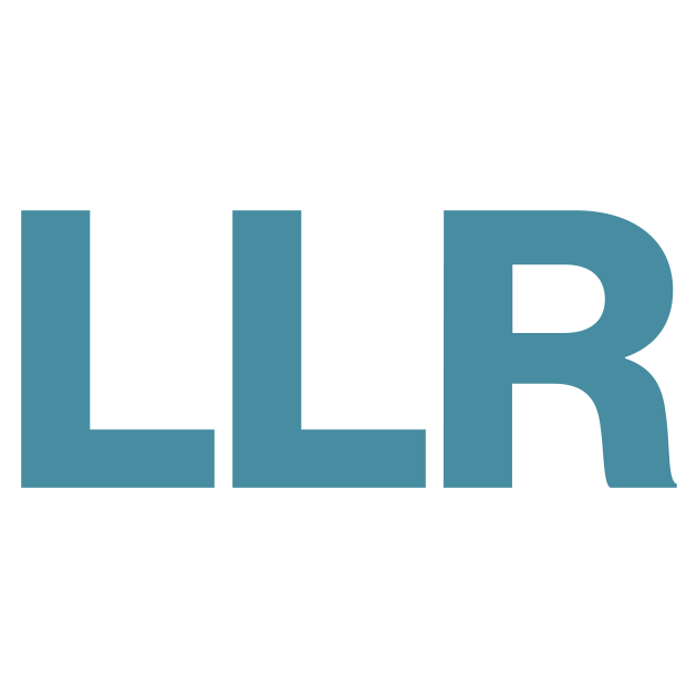 The image shows "LLR" in bold teal letters, symbolizing innovation in digital healthcare and Medbridge software.