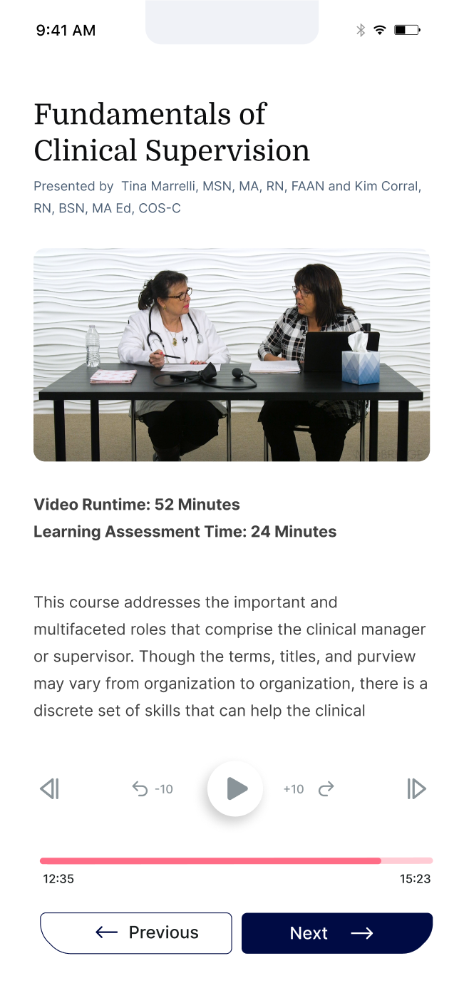Two people discussing a clinical supervision course on a medbridge video.