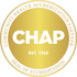 Gold circular CHAP seal reads "Community Health Accreditation Partner" and "Seal of Accreditation" around the edge.