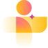 Symmetrical cross-shaped abstract design in yellow, orange, and pink on a light background, representing innovation at medbridge.