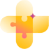 Yellow puzzle pieces create a rounded cross with a gradient and a small magenta accent, representing medbridge.