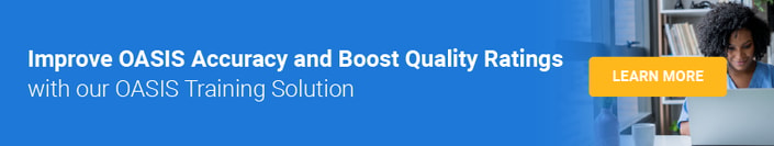 Banner: 'Improve OASIS accuracy with medbridge training' next to person using laptop, 'Learn More' button included.