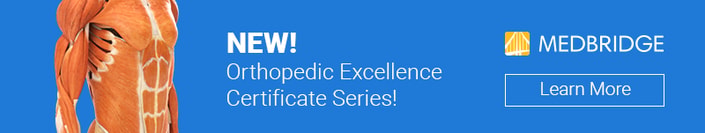 Ad for medBridge's Orthopedic Excellence Certificate with a muscle illustration.