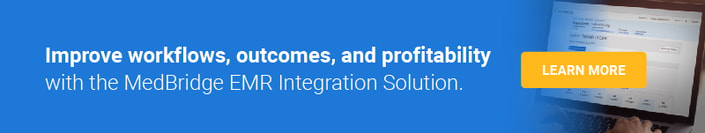 Banner for medBridge EMR Integration Solution highlighting improved workflows, outcomes, and profitability with a "Learn More" button.