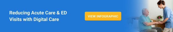 Banner with "Reducing Acute Care & ED Visits with Hybrid Care," a "View Infographic" button, and Medbridge's emphasis on healthcare training.