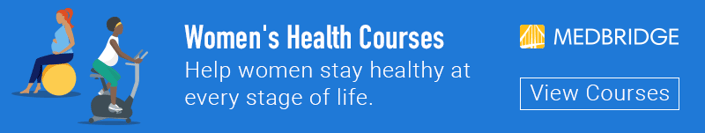 Medbridge Women's Health Courses banner: illustrations of women exercising, promoting lifelong wellness.