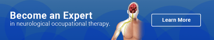 The banner highlights neurological occupational therapy with a focus on healthcare education, featuring medbridge's "Learn More" button.