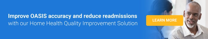 Banner for a home health quality improvement solution by Medbridge, highlighting OASIS accuracy and readmission reduction, with a "Learn More" button.