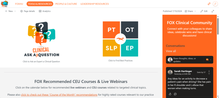 Discover Medbridge clinical tools and resources with CEU courses and a discussion sidebar.