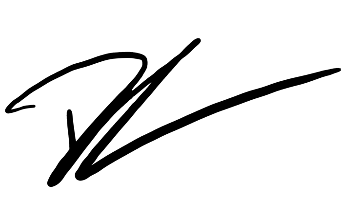 A black, abstract signature on white, symbolizing medbridge’s innovative patient care software.