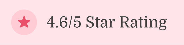 Red star icon beside a "4.6/5 Star Rating" on pink for Medbridge.