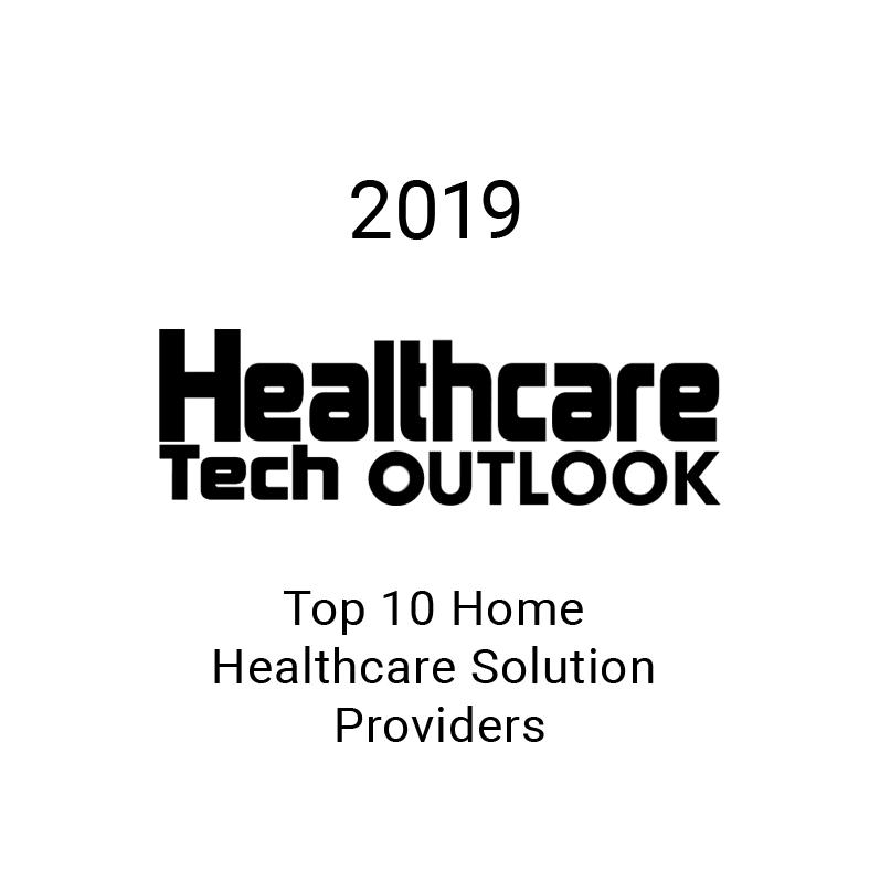 A black and white badge showing medbridge as a 2023 Top 10 Telemedicine Solutions Provider.