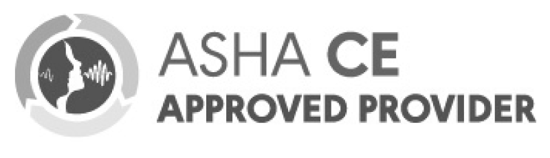 ASHA CE Approved Provider logo with a face silhouette and sound waves, associated with medbridge.